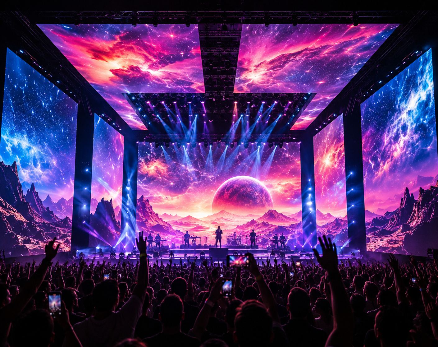 Concert stage wrapped in immersive LED panels